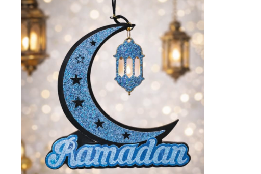 Ramadan Decor - Glitter Finish Islamic Home Decoration – Blue
