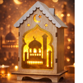 Ramadan Decorative Wooden LED Lantern with Mosque Design