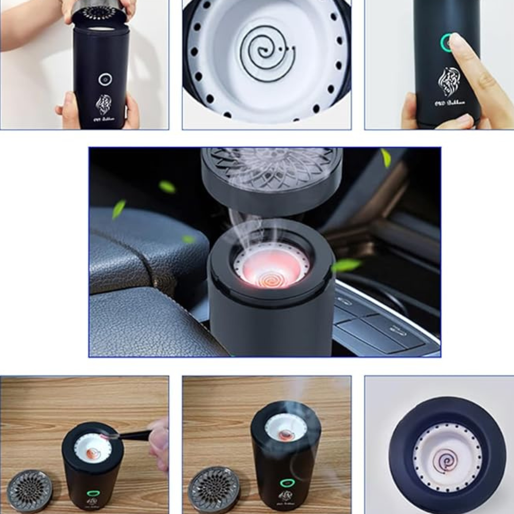 Bakhoor USB Incense Burner Electric Mabkhara for Car, Home and Office Fragrance